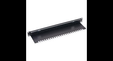 VALUE 19" Kabel doorvoerstrook 1 HE , met borstel, met kabelsteunplaat, zwart