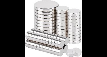 -magneten - 50 stuks 5 x 2 mm - 20 stuks 8 x 2 mm - 10 stuks 15 x 2 mm - neodymium - sterk -platte - rond - Cilindrisch - zilver