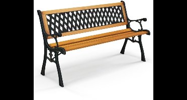 SureDeal® - Tuinbank 2-Zits met Rugleuning & Armleuningen - 126x52x74 cm - Gietijzer & Hout - Zwart/Natuurlijk