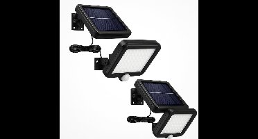 Bleu 99 - Buitenlamp met bewegingssensor- 2 STUKS – Buitenverlichting Zonne Energie - Wandlamp buiten – Sensor – Solar – Dag Nacht Sensor – LED – Zwart – Helder licht - zonne-energie - LED-schijnwerper bewegingssensor en los zonnepaneel