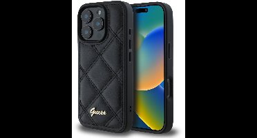 Guess Quilted Kunstleer geschikt voor iPhone 16 Pro hoesje - Zwart