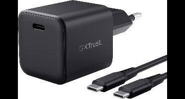 Trust GXT 1258 Ultra‑small 65W USB‑C GaN Charger – Ultracompacte 65 W USB‑C GaN‑oplader - Voor Nintendo Switch 2 - Zwart