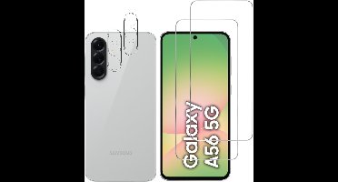 Screenprotector geschikt voor Samsung Galaxy A56 5G - 2 stuks Beschermglas van glas Transparante glazen schermbeschermfolie + 2 stuks Camera Protector