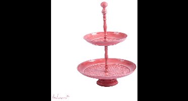 Imbarro Fashion & Home stijlvolle metalen etagere Yael met twee lagen in Roze 28.50 X 28.50 X 40.50 CM