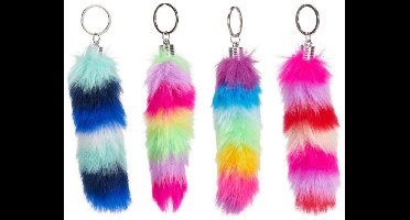 Sleutelhanger Fluffy Regenboogstaart - 13cm