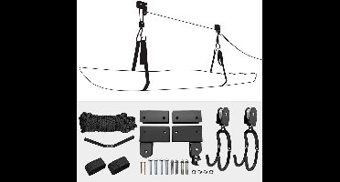 Allecto Plus - Plafond ophangsysteem kajak en kano 130 lb opslag - Garage plafond lift systeem met ladderriem voor kajaks, fietsen en boten