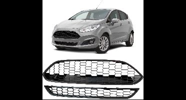 Grille ST Look Voor Ford Fiesta 2013 t/m 2017 Honingraat Design Zwart Glans