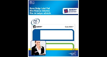 80x Naambadges in Blok 25x95mm Wit Frame Blauw/Groen