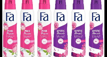 FA Deo Spray - Pink Passion & Mystic Moments - Voordeelverpakking 6 x 150 ml