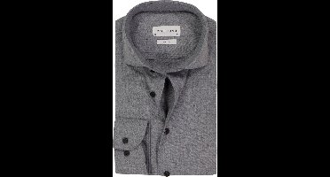 Profuomo slim fit heren overhemd - twill - grijs - Strijkvriendelijk - Boordmaat: 41