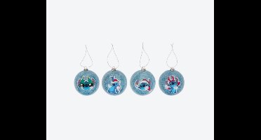 Lilo en Stitch Disney Kerstballen Set – 4 stuks – Kunststof Ornamenten Ø 7,5 cm – Disney Figuren
