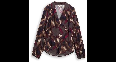 Tom Tailor - Blouse met patroon - Maat 44 - brown blurry argyle