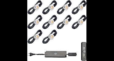 LED veranda inbouwspots Aragon ab inclusief trafo en afstandsbediening - 3W / dimbaar / inbouwspot / terrasoverkapping / overkapping / serre / carport / warm wit / rond / 230V / IP44 / set van 10 stuks