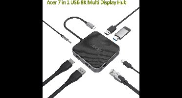 Acer 7-in-1 – Docking Station – Laptop – USB4 - USB-C –USB 4K en 8K-video– Plug & Play - Zwart/Zilver