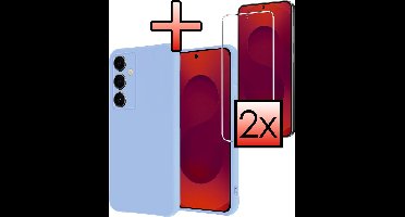 Hoesje - Met 2x Screenprotector - Geschikt voor Samsung Galaxy S25 FE - Sterk & Shockproof - Back Cover - Siliconen Case - Telefoon Hoes - Lichtblauw