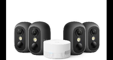 eufy Security eufyCam C35 4-Cam Kit, Zwart, Draadloze Beveiligingscamera Voor Buiten en Binnen, Magnetische Bevestiging, Kleurennachtzicht, Lokale Opslag, Geen Maandelijkse Kosten, IP67, Gezichtsherkenning, Ondersteunt Zonnepaneel