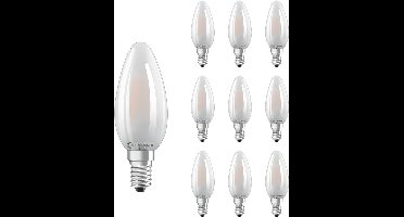 Ledvance LED Filament Kaarslamp E14 - 4W 470lm 2700K 230V - Mat Glas - Ø35mm - Geschikt voor klassiek interieur, wandlampen, hotels - 10 stuks