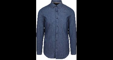 Suitable Overhemd Washed Donkerblauw - Maat XXL - Heren - Casual Shirt