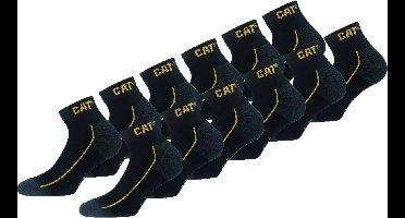 Caterpillar 12 Paar Robust Sneaker Werksokken - Versterkt op Hiel en Teen - Katoen Zwart 43-46