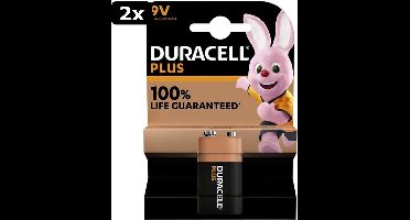 2x Duracell Plus Alkaline 9V batterijen - 2 stuks