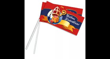 Sinterklaas zwaaivlaggetjes - 100x stuks - plastic - handvlaggetjes - Intocht