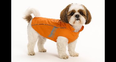 Hondenjas – Regenjas hond – Waterdichte hondenregenjas met reflectie – Flamingo Regenjas Pomi Oranje – 35 cm