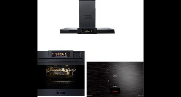 Inbouwoven - KAISER - EH 6341 - XXL Multi 37, multifunctionele - elektrische - stoomoven met stoomreiniging - 60 cm + KCT 9140 FI inductiekookplaat - 90 cm + AT 9342 – Afzuigkap 90 cm, TFT-display, 1100 m³/h