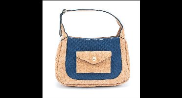 green-goose® Kurk Schoudertasje Zigzag Blauw | 21x18x1 cm | Duurzaam Biologisch Afbreekbaar | Handgemaakt in Portugal