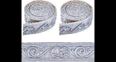 2-pack 228 x 5 cm Zilvergrijs Molding Trim Zelfklevende 3D Bloemenranden - Flexibele Lijnen - Plint Stickers voor Behang - Hotel Doe-het-zelf - Ideaal voor Spiegels en Plafonds