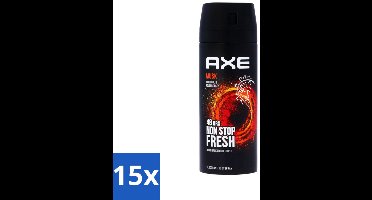 15 x Axe - Deodorant Bodyspray - 48hrs Non Stop Fresh - Musk - Patchouli & Fougere - 150 ml - Axe Musk Deodorant - Musk Deodorant - Deodorant Bodyspray - 48h Fresh - Musk Geur
