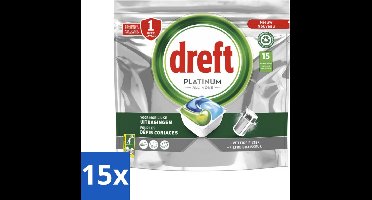 15 x Dreft - Platinum All In One - Vaatwascapsules - Voor Moeilijke Uitdagingen - 15 Capsules - Vaatwasmachine Reiniging - Vaatwasmachine Filter Reiniging - Vaatwasmachine Vetoplossing - Vaatwasmachine Filter Reinigen - Vaatwasmachine Vetverwijdering