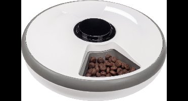 Flamingo automatische voerbar hond en kat – Voederautomaat voor nat- en droogvoer – Met timer & koelelement – 6 maaltijden – Model Labo – Wit