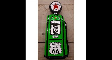 Spaarpot Benzinepomp Route 66 – Groen – Keramiek – Vintage Amerikaanse Stijl