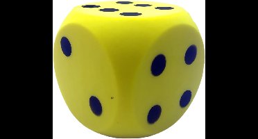 T&F Creations Grote dobbelsteen - geel - 16 x 16 cm - foam - groot formaat - dobbelspel dobbelsteen