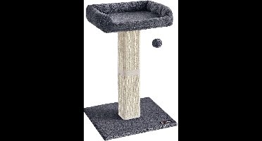 Kattenkrabpaal_krabpaal met sisal_kattenboom met platform van pluche 40 x 30 cm_ 71cm_donkergrijs