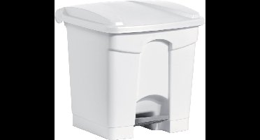 Helit pedaalemmer 30 liter wit rechthoekig met trekmechanisme