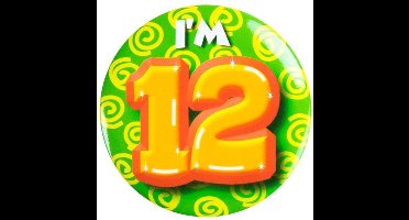 Paper Dreams Button I'm 12 Junior 5,5 Cm Staal Groen/oranje