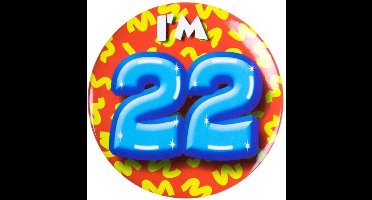 Paper Dreams Button I'm 22 Staal 5,5 Cm Geel/rood/blauw