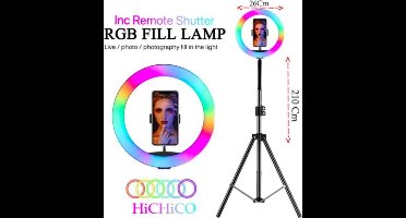 LED Ringlamp - met statief - RGB LED - telefoonhouder - Ring lamp