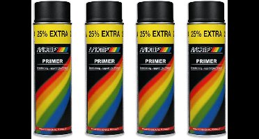 Motip primer - grondverf - spuitbus - zwart - sneldrogend - 4 x 500 ml