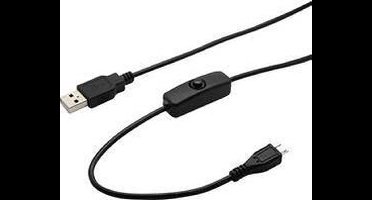 Renkforce K-1470 Stroomkabel Raspberry Pi, Arduino [1x USB-A 2.0 stekker - 1x Micro-USB 2.0 B stekker] 1.50 m Zwart Incl. in/uit-schakelaar