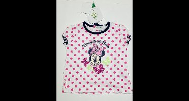 Disney Minnie Mouse t-shirt - polkadot - wit/roze - maat 74 (12 maanden)