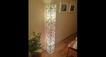 Staande lamp Handgemaakte Vloerlamp woonkamer slaapkamer Design  square cubes white capiz shell parelmoer schelp 150 cm