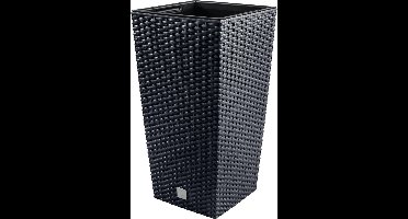 Prosperplast Rato Square - Bloempot - Antraciet - Strakke Vorm - Duurzaam Materiaal - 40x40x75 cm