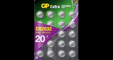 GP Extra Lithium CR2032 batterij - 20 stuks knoopcel batterijen CR2032 3V (CR 2032 batterij, DL2032)