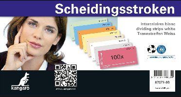 Kangaro scheidingsstroken - 2-gaats - 225x120mm - 180 grams - wit - 100 stuks - 07071-09