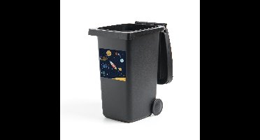 Container sticker Zonnestelsel illustratie - Een illustratie van een raket dat door het zonnestelsel reist Klikosticker - 40x40 cm - kliko sticker - weerbestendige containersticker