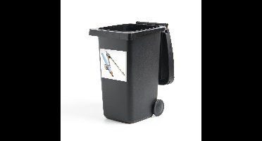 Container sticker Passer - Grijze passer met blauw potlood Klikosticker - 40x40 cm - kliko sticker - weerbestendige containersticker