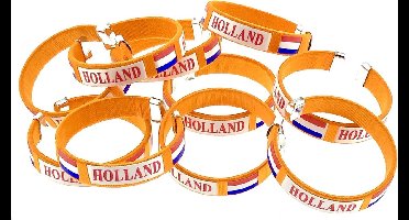 10 x Oranje armband met tekst Holland en Nederlandse vlag