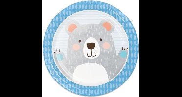 Witbaard Borden Birthday Bear 23 Cm Karton Grijs 8 Stuks